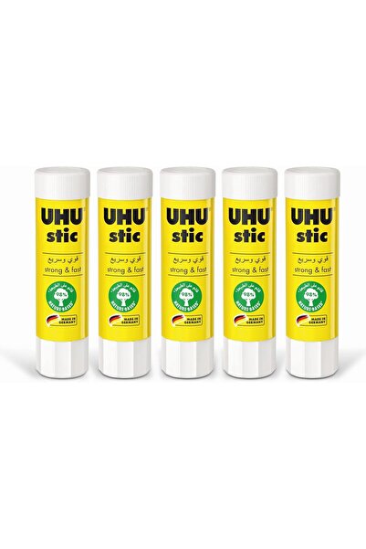 Uhu لاصق على شكل عصا، خالٍ من المذيبات، 5 عبوات × 40 جرام، أبيض
