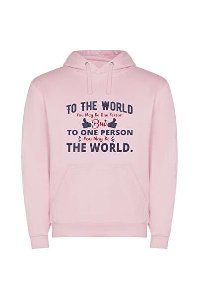 iLovePrints The World's Singular Love Φούτερ με κουκούλα σε χρώμα Ροζ
