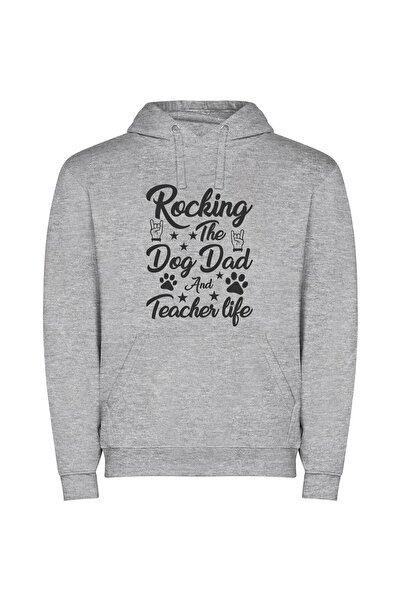 iLovePrints Rockstar Doggy Daddy Life Φούτερ με κουκούλα σε χρώμα Γκρι
