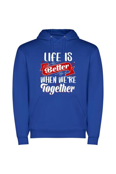 iLovePrints True Bliss: Life United Φούτερ με κουκούλα σε χρώμα Μπλε