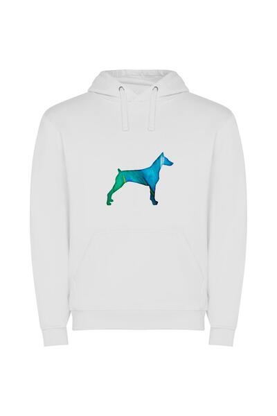 iLovePrints Colorful Canine Creations Φούτερ με κουκούλα σε χρώμα Λευκό
