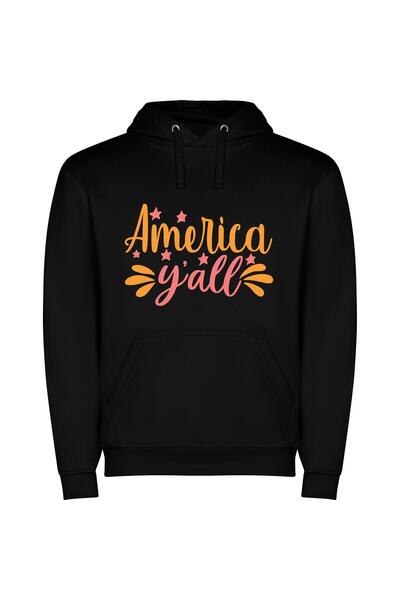 iLovePrints Colorful Americana View Φούτερ με κουκούλα σε χρώμα Μαύρο