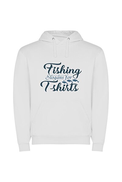 iLovePrints Fashionable Fisherman's Statement Φούτερ με κουκούλα σε χρώμα Λευκό