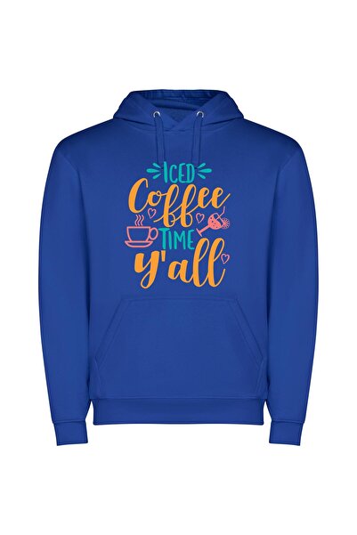 iLovePrints Cool Java Vibes Φούτερ με κουκούλα σε χρώμα Μπλε