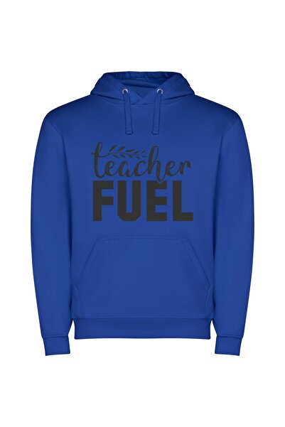 iLovePrints Teacher Fuel: Inspiring Education Φούτερ με κουκούλα σε χρώμα Μπλε