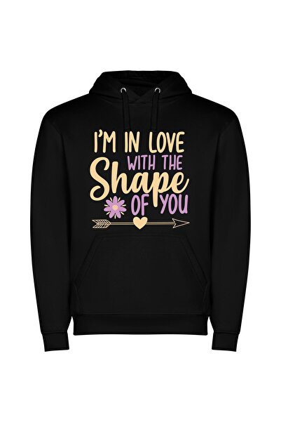 iLovePrints Love's Perfect Shaped Design Φούτερ με κουκούλα σε χρώμα Μαύρο