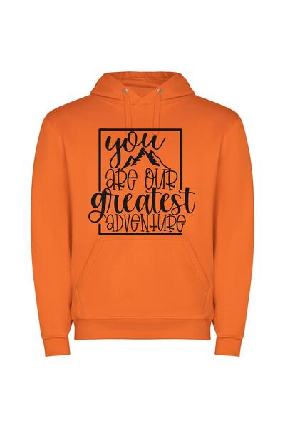 iLovePrints Greatest Adventure Awaits Φούτερ με κουκούλα σε χρώμα Πορτοκαλί