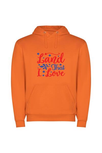 iLovePrints Patriotic Land Love Φούτερ με κουκούλα σε χρώμα Πορτοκαλί