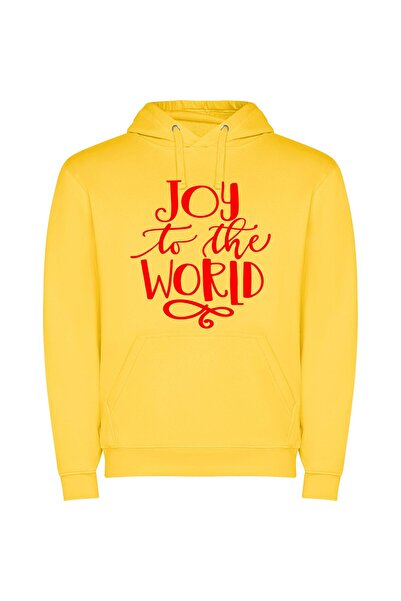 iLovePrints Joyful World Wallpaper Φούτερ με κουκούλα σε χρώμα Κίτρινο