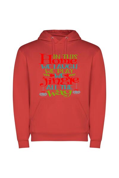 iLovePrints Merry Home: Joyful Connections Φούτερ με κουκούλα σε χρώμα Κόκκινο