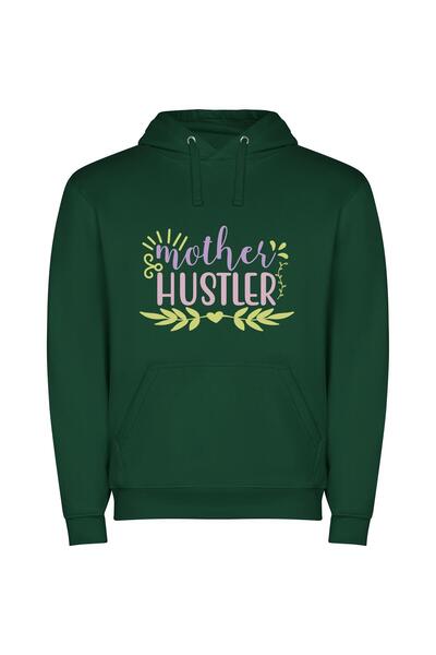 iLovePrints Pink & Green Mama Φούτερ με κουκούλα σε χρώμα Πράσινο