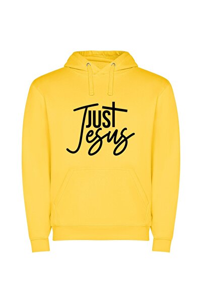 iLovePrints Justus, Jesus: Divine Portrait Φούτερ με κουκούλα σε χρώμα Κίτρινο