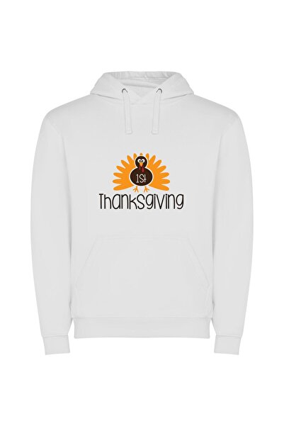 iLovePrints Exquisite November Turkey Φούτερ με κουκούλα σε χρώμα Λευκό