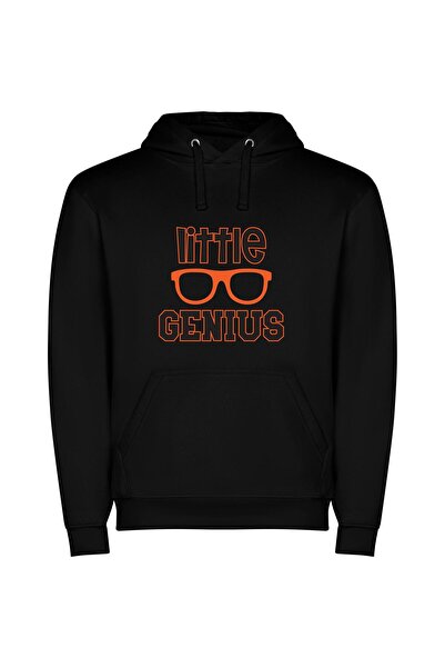iLovePrints Nerdy Genius Glasses Φούτερ με κουκούλα σε χρώμα Μαύρο