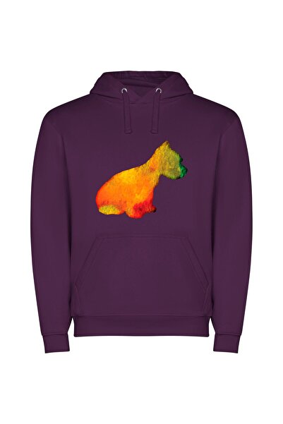 iLovePrints Flaming Corgi: Digital Masterpiece Φούτερ με κουκούλα σε χρώμα Μωβ