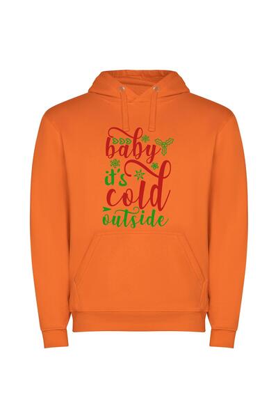 iLovePrints Winter Charm Extravaganza Φούτερ με κουκούλα σε χρώμα Πορτοκαλί