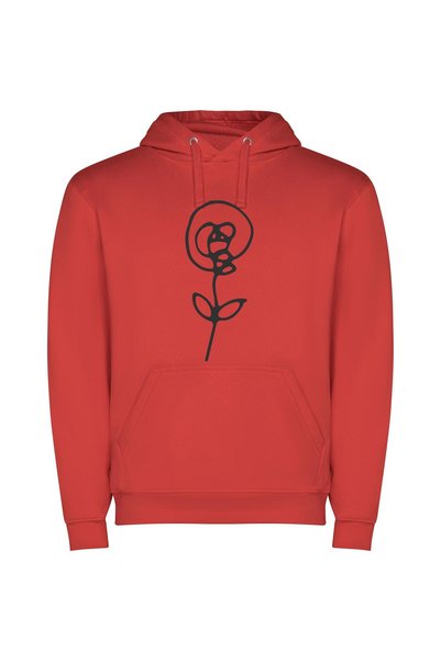 iLovePrints Whimsical Line Blossom Φούτερ με κουκούλα σε χρώμα Κόκκινο