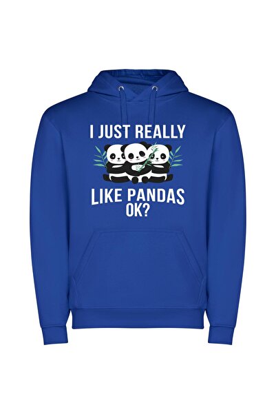 iLovePrints Panda Tower: A Bamboo masterpiece Φούτερ με κουκούλα σε χρώμα Μπλε