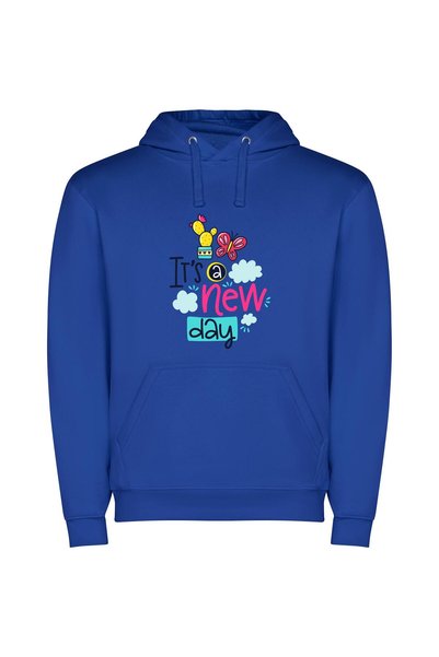 iLovePrints Nouveau Day's Delight Φούτερ με κουκούλα σε χρώμα Μπλε