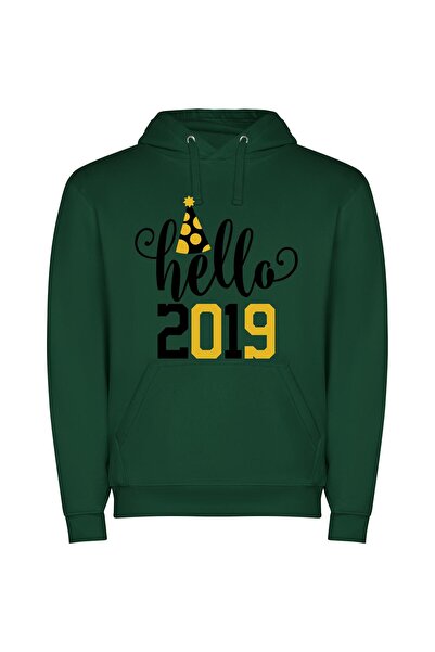 iLovePrints Trending 2019 Greetings Φούτερ με κουκούλα σε χρώμα Πράσινο