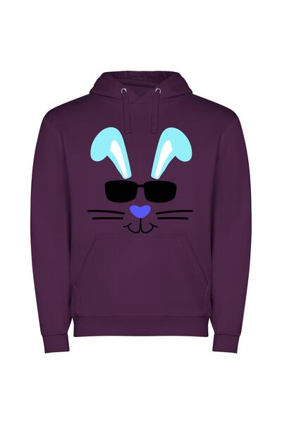 iLovePrints Cool Cat in Ears Φούτερ με κουκούλα σε χρώμα Μωβ