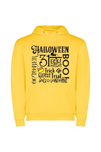 iLovePrints Spooky Ball Night Φούτερ με κουκούλα σε χρώμα Κίτρινο
