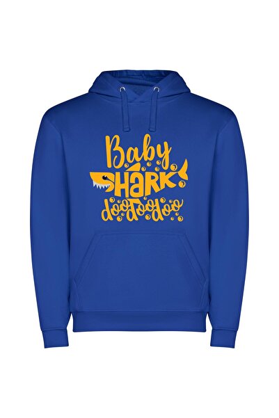 iLovePrints Bubble Baby Shark Art Φούτερ με κουκούλα σε χρώμα Μπλε
