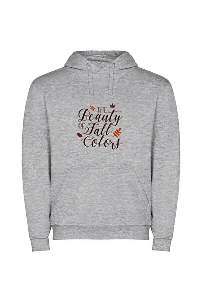 iLovePrints Colorful Fall Splendor Φούτερ με κουκούλα σε χρώμα Γκρι