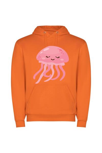 iLovePrints Jellyfish Extravaganza Φούτερ με κουκούλα σε χρώμα Πορτοκαλί