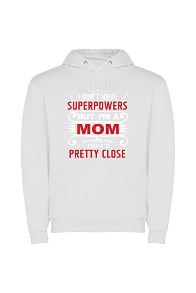 iLovePrints Super Mom's Special Day Φούτερ με κουκούλα σε χρώμα Λευκό