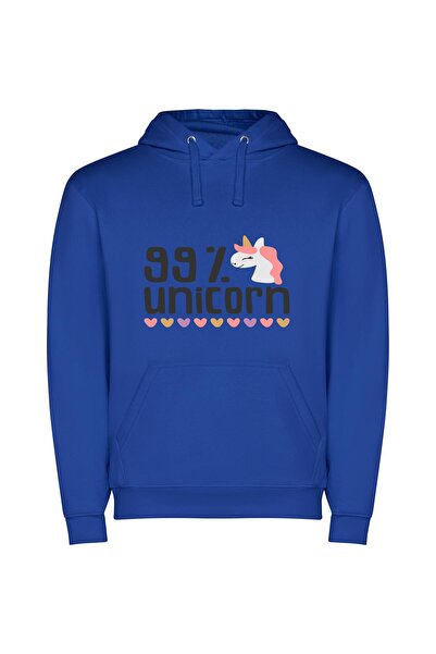 iLovePrints Heartfelt Magical Unicorn Image Φούτερ με κουκούλα σε χρώμα Μπλε