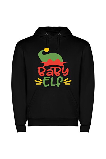 iLovePrints Merry Elf Baby Hat Φούτερ με κουκούλα σε χρώμα Μαύρο