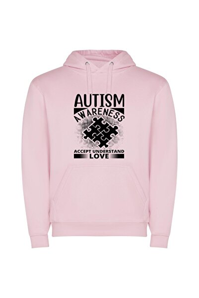 iLovePrints Puzzle of Awareness: Autistic Art Φούτερ με κουκούλα σε χρώμα Ροζ