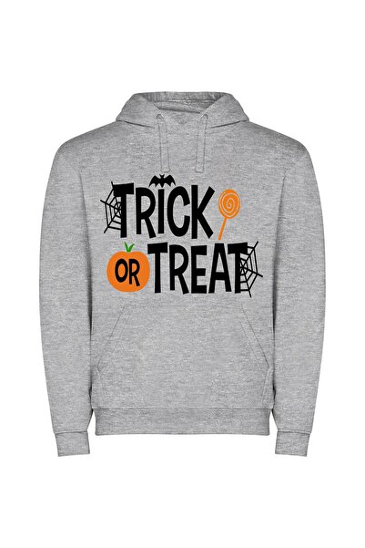 iLovePrints Pumpkin Illusions: A Halloween Link Φούτερ με κουκούλα σε χρώμα Γκρι