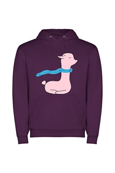 iLovePrints Elegant Ribboned Pink Duck Φούτερ με κουκούλα σε χρώμα Μωβ