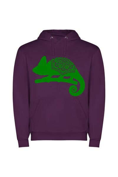 iLovePrints Chameleon's Enigmatic Hue Φούτερ με κουκούλα σε χρώμα Μωβ