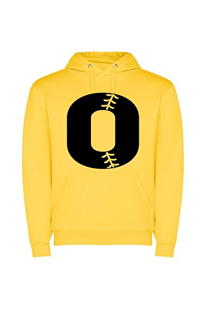 iLovePrints Ink Noir Baseball Emblem Φούτερ με κουκούλα σε χρώμα Κίτρινο