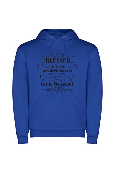 iLovePrints Blessed Faith: Coherent Grace Φούτερ με κουκούλα σε χρώμα Μπλε