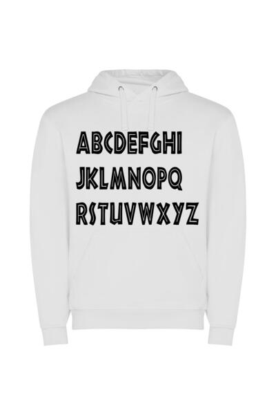 iLovePrints Sci-Fi ABC Extravaganza Φούτερ με κουκούλα σε χρώμα Λευκό