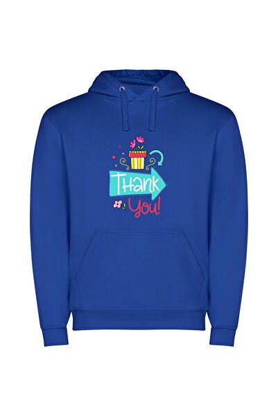 iLovePrints Flower Pot Gratitude Φούτερ με κουκούλα σε χρώμα Μπλε