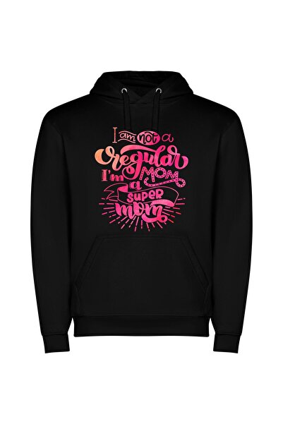 iLovePrints Super Mom: Creative Edition Φούτερ με κουκούλα σε χρώμα Μαύρο