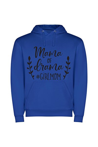 iLovePrints Dramatic Mom: High Drama Φούτερ με κουκούλα σε χρώμα Μπλε