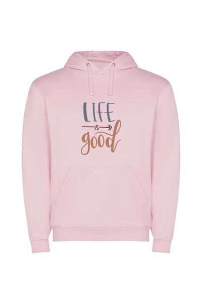 iLovePrints Luxury: 2018, Feeling Good! Φούτερ με κουκούλα σε χρώμα Ροζ
