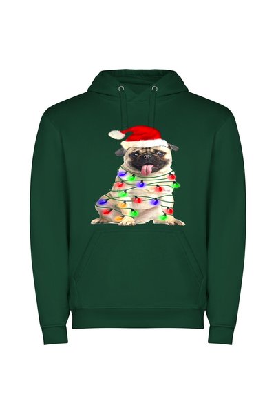 iLovePrints Festive Pug: LOL Surprise Φούτερ με κουκούλα σε χρώμα Πράσινο