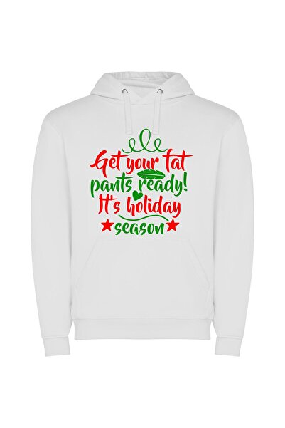 iLovePrints Holiday Feast Fashion Φούτερ με κουκούλα σε χρώμα Λευκό