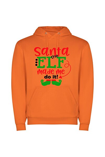 iLovePrints Mischievous Elf Shenanigans Φούτερ με κουκούλα σε χρώμα Πορτοκαλί