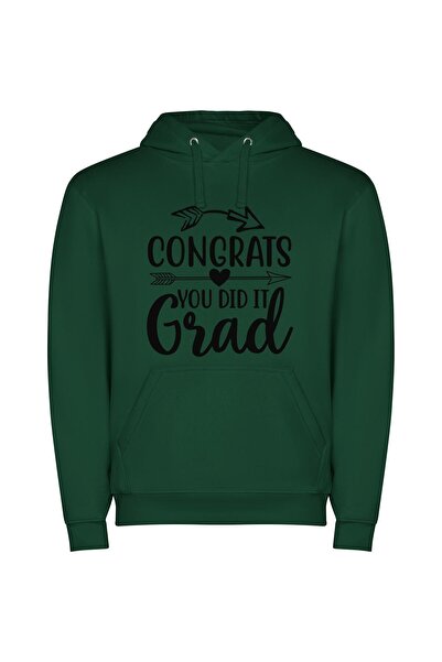 iLovePrints Victorious Graduation Achieved! Φούτερ με κουκούλα σε χρώμα Πράσινο