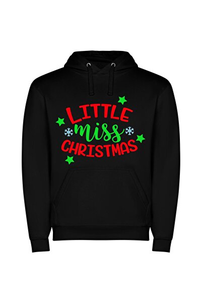 iLovePrints Merry Miss Christmas Delights Φούτερ με κουκούλα σε χρώμα Μαύρο