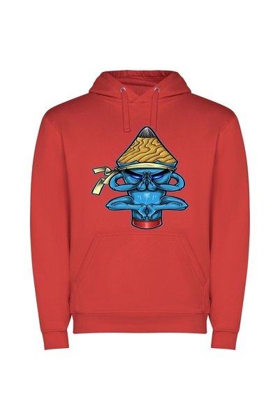 iLovePrints Enigmatic Woodland Ninja Φούτερ με κουκούλα σε χρώμα Κόκκινο