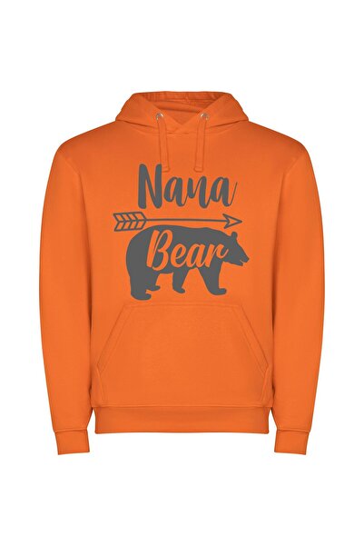 iLovePrints Engraved Arrowed Bear Φούτερ με κουκούλα σε χρώμα Πορτοκαλί